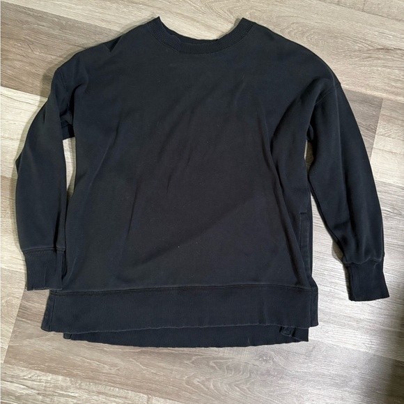 Aerie Black Crewneck Sweater Relaxed Fit Cotton Blend - Picture 1 of 4